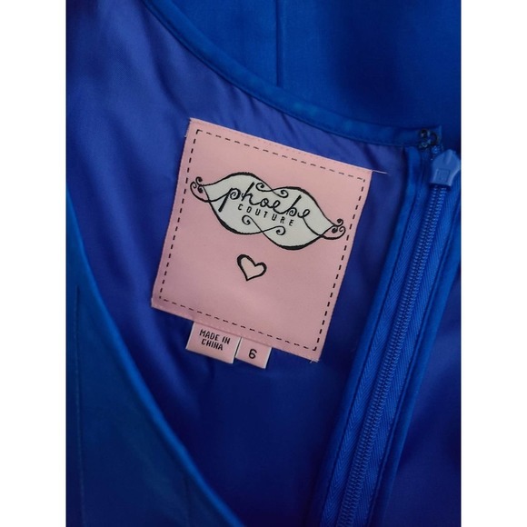 Phoebe Couture Electric Blue Silk Ruffle Dress 6 - Picture 6 of 8